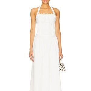 Chic White Halter Midi Dress